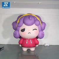 Modèle de dessin animé de fille aux cheveux bouclés gonflable, adapté aux activités de plein air, aux centres commerciaux, à la décoration de scène, aux accessoires de cheering pour les fans