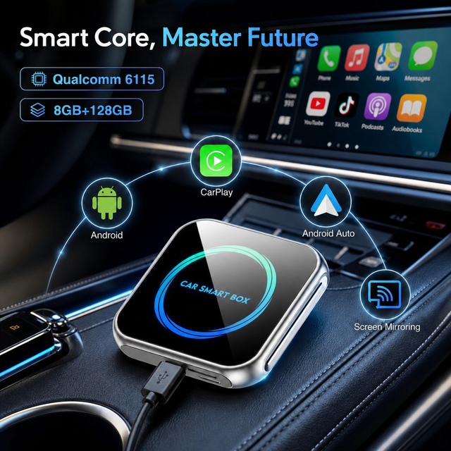Android 13 Carplay AI Box Wireless Adapter 64GB Smart Multimedia Video Streaming Module Universal for Netflix YouTube 4 in 1