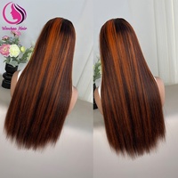 Perruque en cheveux humains de 30 pouces, couleur marron ombré 4/27, avec dentelle frontale HD 13x4, haute densité, ultra-lisse, et perruque frontale colorée 13x6