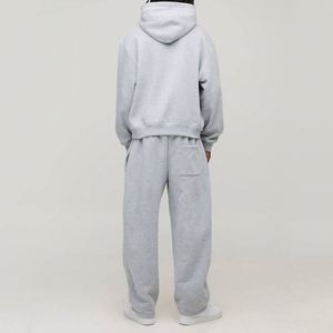 Conjunto Deportivo de Dos Piezas para Hombre, Sudadera con Capucha y Pantalones Deportivos, Color Gris Jaspeado, Estilo Nueva York, Personalizado, 100% Algodón Estampado - Product Image 2