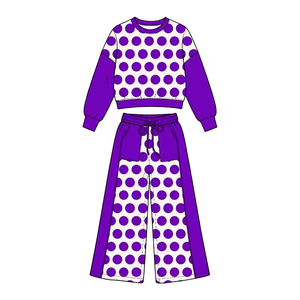 Pre-ordenar Conjunto de 2 Piezas para Niñas Pequeñas con Diseño de Mardi Gras: Top de Manga Larga + Pantalones Anchos, Ropa Casual de Boutique - Product Image 4