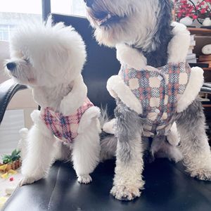 Gilets pour chiens doublés de polaire, motif à carreaux, vêtements d'hiver en Polyester pour petits chiens, Teddy Bichon Frise Pomeranian, vêtements pour animaux de compagnie - Product Image 3