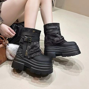 Bottes courtes pour femmes de petite taille, style britannique, design denim, semelle épaisse, décontractées et souples - Product Image 2