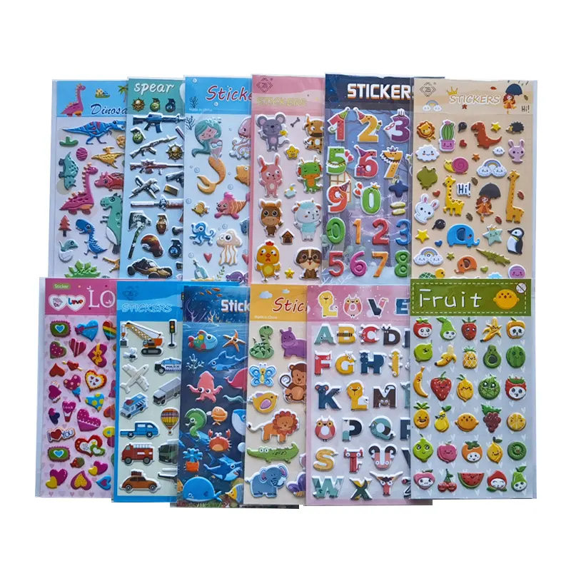 Vendas Diretas Da Fábrica 3D Puffy Adesivos Para Crianças Cartoon Sticker Waterpoof 3D Bubble Adesivos Para Crianças