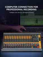 Carte son de mixage audio DT16 Pro avec affichage de niveau double 12 bandes, console de mixage 16 canaux pour l'enregistrement, le streaming DJ et le monitoring des écouteurs