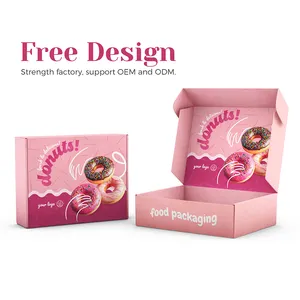Wholesale Custom Logo Bakery Packaging Food Grade Pink Paper Packaging Box Donut Box Packaging With Logo Donuts Box