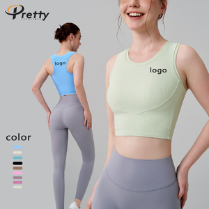 Nouveau Style côtelé fixe tasse femmes sport gilet intégré Yoga sport soutien-gorge <span class=keywords><strong>Fitness</strong></span> ajustement serré beau dos Yoga soutien-gorge pour les femmes - Product Image 1