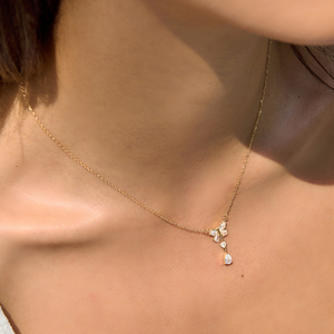 Collana a Y J&D Jewelry in Acciaio Inossidabile Placcato Oro 18K con Farfalla, Cuore e Zirconia Cubica Taglio a Pera, Gioielli Delicati Stile Dolce - Product Image 3