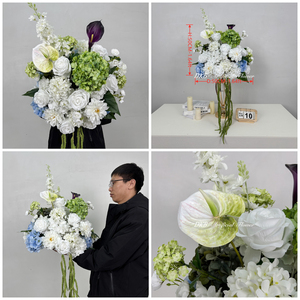 Bola de Flores Artificiales Personalizada de 70/60/50/40/30cm, Bola de Flores Artificiales Blanca, Verde y Azul, Centro de Mesa para Decoración de Bodas y Eventos - Product Image 3