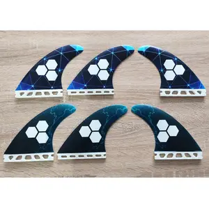 Waterplay Lướt Sóng Tùy Chỉnh Honeycomb Kép Tab II Ván Lướt Sóng Vây Duy Nhất Tab Surf Vây Sợi Thủy Tinh Carbon Thruster Tri Vây Quad Set