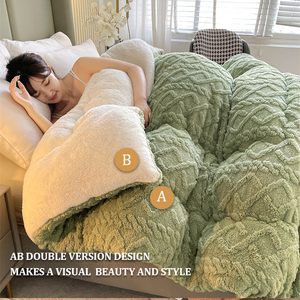 Couette Hiver Épaisse 3D Arabesque Double Face <span class=keywords><strong>Taffetas</strong></span> Polyester Épais Couverture Maison Hiver Douce Cachemire Couette Queen Size - Product Image 3