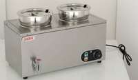 Bain Marie rond commercial 2 casseroles chaudes 2x4 litres comptoir avec robinet de vidange chauffe-aliments Bain Marie