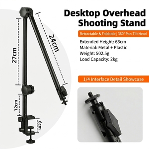 ขาตั้งกล้องแบบติดตั้งบนโต๊ะ 3 ท่อน พร้อมสกรูขนาด 1/4"-20 สำหรับการถ่ายทอดสด แขนกล้องแบบพับได้อเนกประสงค์ - Product Image 2