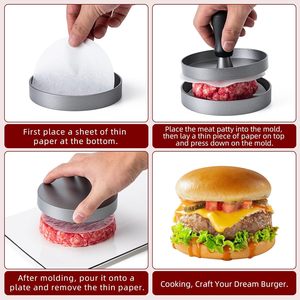 Prensa para Hamburguesas Antiadherente, Molde para Hacer Hamburguesas de Aluminio con Papel Encerado - Product Image 4