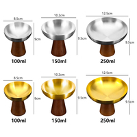 Coupes à glace en acier inoxydable SS304 avec base en bois de noyer 150/250 ml – Bols de dégustation de gâteaux et de desserts pour restaurants et fêtes