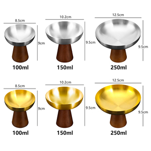 Coupelle à glace en bois de noyer 150/250 ml, assiette à gâteau en acier inoxydable SS304, bol à dessert/pudding pour restaurant <span class=keywords><strong>et</strong></span> fête - Product Image 2