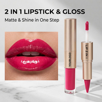Vente en gros de rouge à lèvres double embout 2 en 1, crayon à lèvres, gloss liquide mat, logo personnalisé, marque privée, OEM