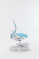 Chaise de bureau ergonomique bleu clair pour enfant, chaise pivotante réglable pour les devoirs des enfants avec roulettes silencieuses antidérapantes et repose-pieds amovible
