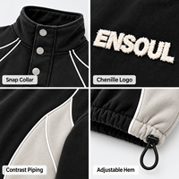 Sweat-shirt vintage de course brodé en chenille personnalisé, col montant oversize contrastant, 100 % coton, streetwear, fabricant OEM ODM