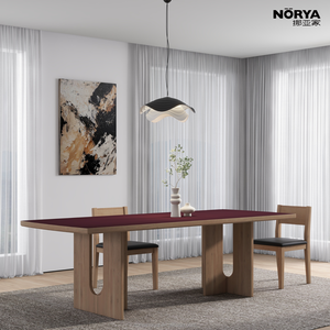 <span class=keywords><strong>Tavolo</strong></span> da Pranzo NORYA Moderno Minimalista Italiano in Rovere Bianco Massiccio con Superficie Nano-Tecnologica Rossa Resistente ai Graffi - Product Image 2