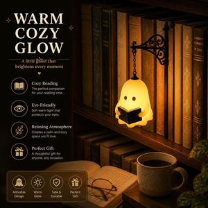 Ghost Bookshelf <b>Lantern</b> Library <b>Mini</b> Bookshelf Lamp-Cute Hanging LED Nightlight 3500K Warm White Halloween Vintage - Product Image 2