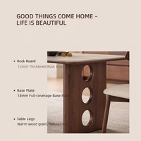 Ensemble de table à manger extensible moderne, structure en bois massif, plateau en marbre rectangulaire, meubles pour la maison, l'appartement, l'hôtel