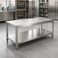 Plan de travail de cuisine en acier inoxydable 1500 mm/1800 mm, table de travail en acier inoxydable, usage commercial pour la préparation des aliments
