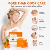 Savon Solide Corps Artisanal au Détachant Naturel de Kaki, Élimination Puissante des Odeurs, Antibactérien, Végétalien, Contrôle du Sébum, Anti-Acné, Nettoyage en Profondeur