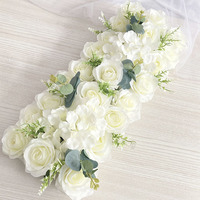 Décorations florales artificielles modernes de luxe, rangées de fleurs pour centre de table, chemin de table en tissu + plastique, mariage, intérieur/extérieur, jardin