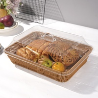 Panier de pique-nique multifonctionnel en rotin et osier marron, fait main, écologique, pour le rangement de pain, fruits et autres, idéal pour la décoration intérieure