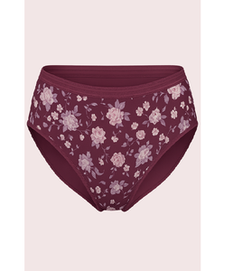 Braguitas Hipster para Mujer, Color Morado Oscuro, Estampado Floral, Cintura Media, Tela de Algodón, Cintura Elástica con Estampado Elegante y Elástico - Product Image 1