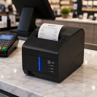 Printer Thermal Resi 80mm Laris Manis dengan Pemotong Otomatis, Printer Resi Dapur, Dapat Dipasang di Dinding untuk Toko Retail