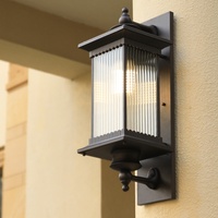 Applique murale d'extérieur rétro de qualité avec éclairage LED Ampoules en verre de qualité en aluminium marron pour jardin cour 80