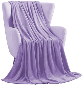 Manta de forro polar de franela de poliéster 100% púrpura claro súper suave para todas las estaciones - Product Image 5