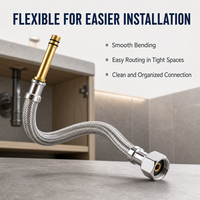 Tuyau de raccordement flexible en acier inoxydable 304 tressé pour robinet, ligne d'alimentation en eau chaude et froide pour évier de cuisine et lavabo de salle de bain
