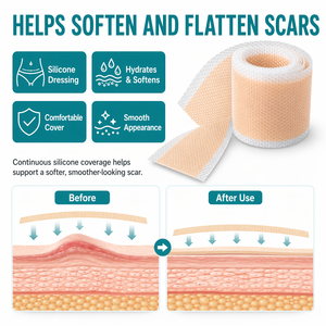 Bande de <span class=keywords><strong>silicone</strong></span> personnalisée de qualité médicale <span class=keywords><strong>pour</strong></span> cicatrices, conformes à la norme ISO 13485, <span class=keywords><strong>pour</strong></span> le soin des cicatrices de césarienne - Product Image 3