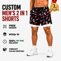 Shorts 2-en-1 personnalisés pour hommes, double couche, en mesh, pour basketball, baseball, entraînement, gym, course à pied, natation, vêtements 2-en-1, OEM, ODM