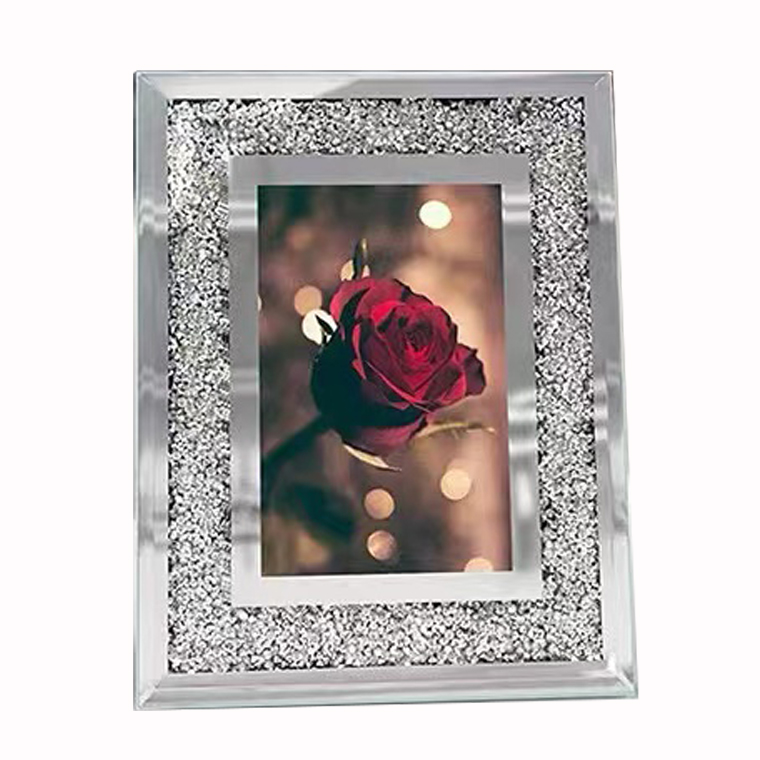 Роскошная зеркальная фоторамка из серебристого стекла с изображением раздавленного бриллианта для свадебного/домашнего декора