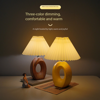 Lampe de table vintage plissée de style nordique en céramique pour chambre/étude, lampe de chevet haut de gamme, éclairage d'ambiance décoratif, veilleuse
