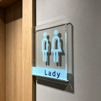 Panneau de signalisation LED en acrylique pour toilettes, signalétique rétroéclairée pour portes de toilettes, indicateur mural pour salles de bain d'hôtels, bureaux et bâtiments commerciaux