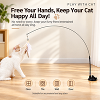 Baguette interactive pour chat avec ventouse, jouet à plumes, fil d'acier flexible, tête remplaçable, jouet d'intérieur pour chat auto-amusant
