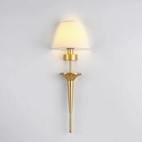 Prix d'usine personnalisé applique murale en laiton luminaire de chevet cuivre veilleuse abat-jour en tissu applique murale éclairage