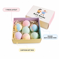 Coffret Cadeau de 7 Bombes de Bain Rondes Pastel, Emballage Cartoon, OEM, Marque Privée, Vente en Gros