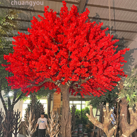 Dekorasi pernikahan pohon bunga Sakura Jepang palsu 4m 8ft 10 ft pohon bunga Sakura buatan sutra warna-warni merah untuk dijual