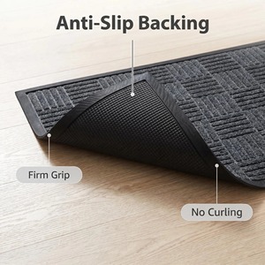 Japanese Korean Style Striped Rectangular Polypropylene Door Mat Black Brown Burgundy Pattern Home Entryway Spot Clean - Product Image 5