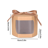 Boîte à fenêtre ouverte en papier kraft avec ruban pour décoration de fête d'anniversaire boîte-cadeau pour la cuisson des desserts emballage de bonbons pour faveur de mariage