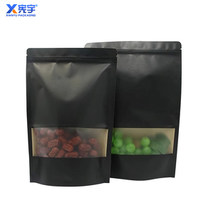 <span class=keywords><strong>Sac</strong></span> <span class=keywords><strong>autoportant</strong></span> en papier kraft épaissi noir <span class=keywords><strong>sac</strong></span> alimentaire refermable réutilisable emballé avec <span class=keywords><strong>sac</strong></span> à fermeture éclair fenêtre - Product Image 3