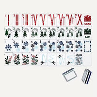 Set Mahjong Amerika untuk Resor Ski Musim Dingin, Motif Beruang Kutub Lucu, Ubin Kustom untuk Natal & Merchandise Olahraga Salju