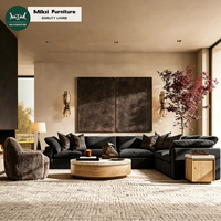 Canapé d'angle personnalisable avec accoudoirs, ensemble de meubles de salon, structure en bois massif, coussin moelleux pour hôtel et appartement