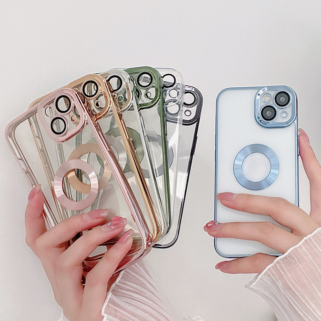 New Electroplating Soft TPU Hollow Logo Transparent Mobile Phone Case for Apple iPhone 13 Pro Max Plating Cover